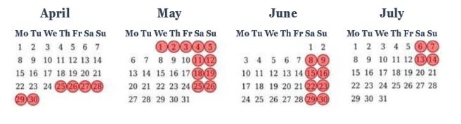 Venice Access Fee calendar